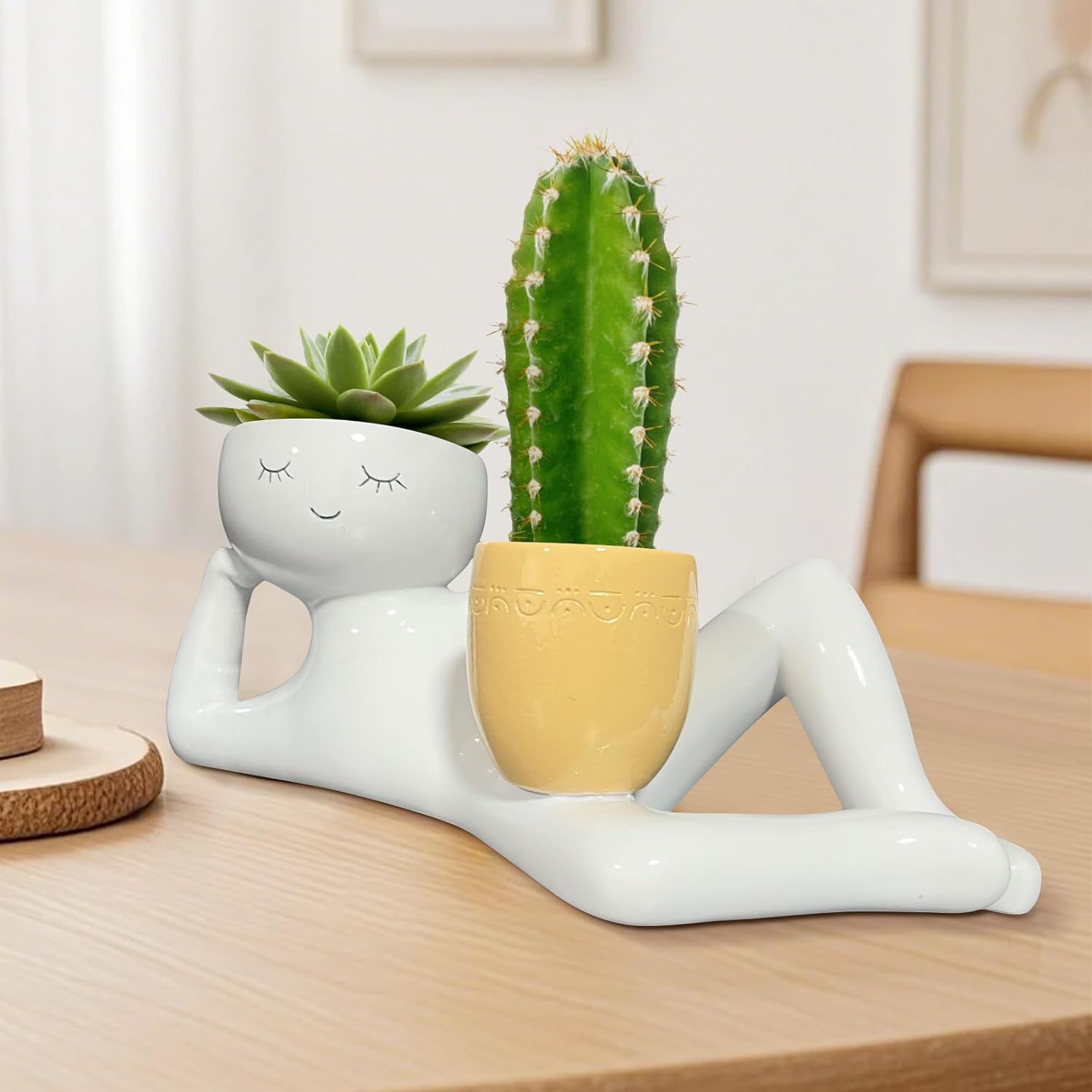 게으른 작은 남자 모양 화분, 독특한 화분, 재미있는  - Cactus Mix Pot 리뷰 및 가격