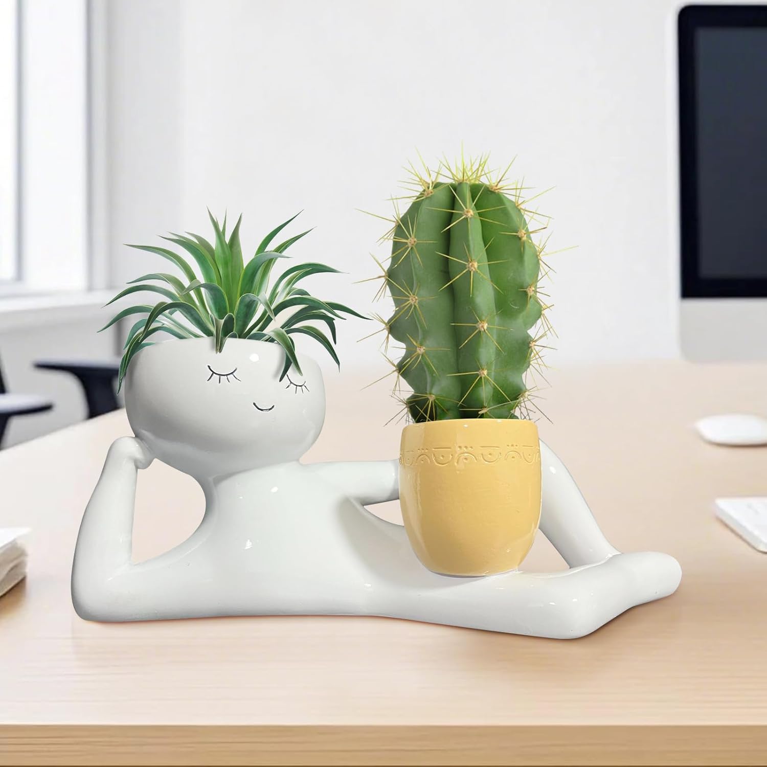 게으른 작은 남자 모양 화분, 독특한 화분, 재미있는  - Cactus Mix Pot 리뷰 및 가격