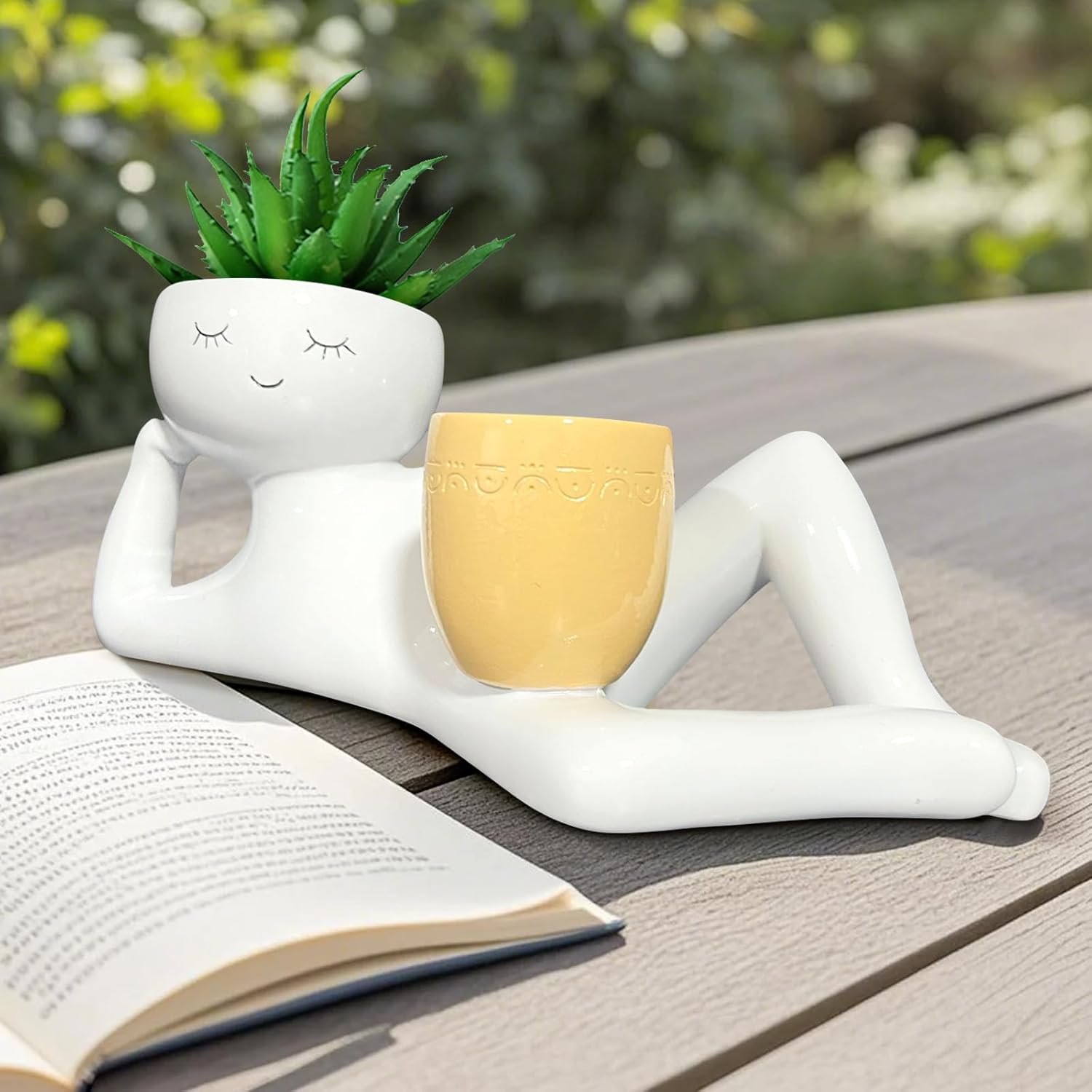 게으른 작은 남자 모양 화분, 독특한 화분, 재미있는  - Cactus Mix Pot 리뷰 및 가격