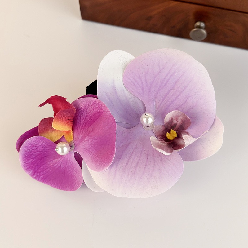 다채로운 나비 난초 헤어 클로 클립, 여성 패션, 보헤 - Orchid Phalaenopsis 리뷰 및 가격