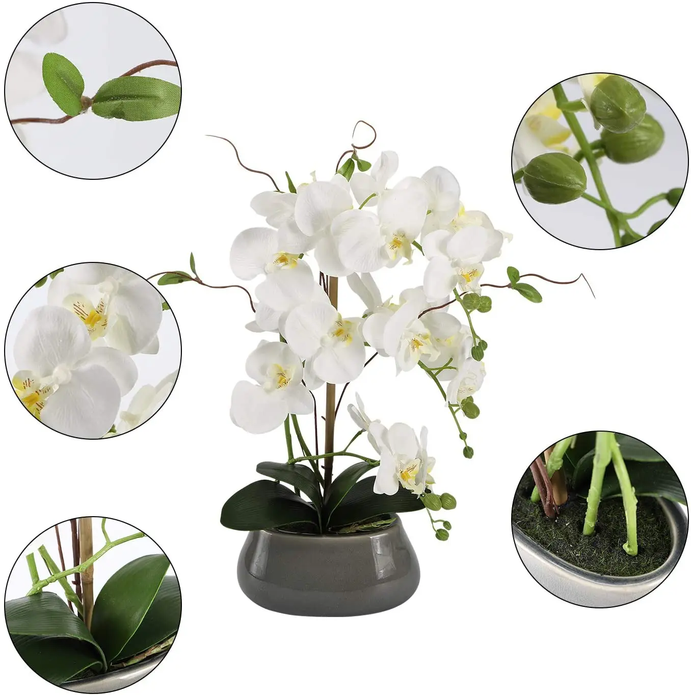 인공 난초 꽃 센터피스, 식당 테이블, 꽃병 실크 가짜 - Orchid Phalaenopsis 리뷰 및 가격