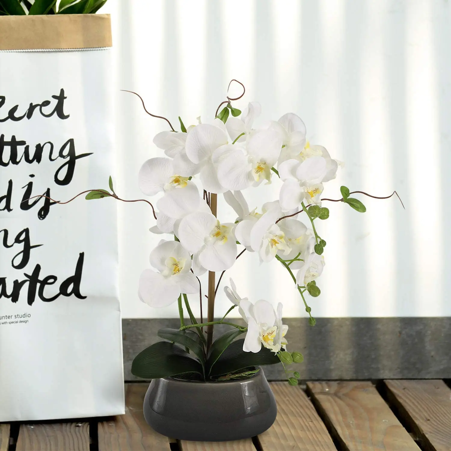 인공 난초 꽃 센터피스, 식당 테이블, 꽃병 실크 가짜 - Orchid Phalaenopsis 리뷰 및 가격