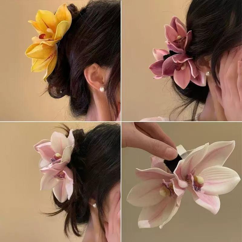 대형 난초꽃 헤어 클로 여성 웨딩 헤어핀 크랩 패션 소 - Orchid Phalaenopsis 리뷰 및 가격